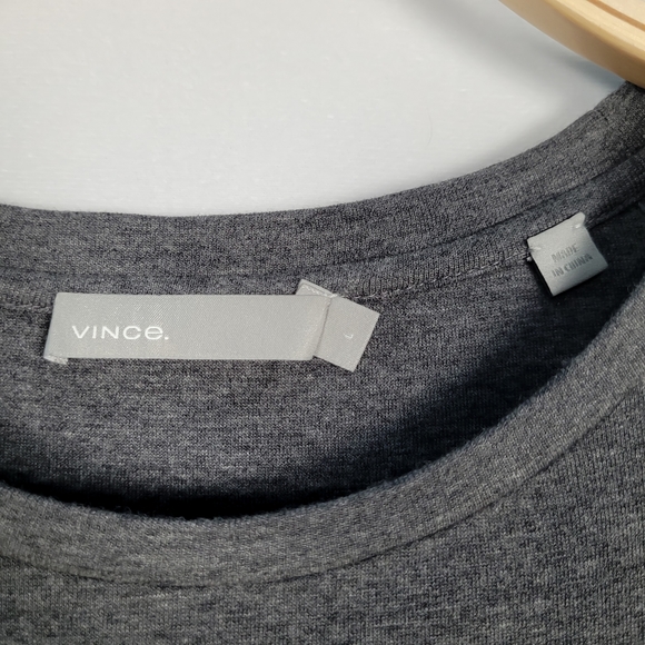 Vince Gray Asymmetric Long Sleeve Midi Dress – Size L – Soft Stretch Knit - Picture 9 of 10